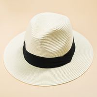 British Style Top Hat Men Panama Straw Hat Women Foldable Sun-shade Beach Hat sku image 4