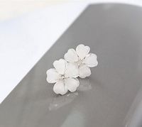 Mode Fünf Blütenblatt Rosa Schwarz Blume Geformt Nette Stud Ohrringe sku image 1