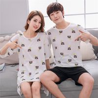 Cute Casual Style Short Sleeves Round Collar Polyester Lover’s Clothes Pajamas main image 4