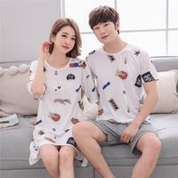 Cute Casual Style Short Sleeves Round Collar Polyester Lover’s Clothes Pajamas main image 3