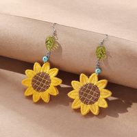 Women's Fashion Pastoral Sunflower Cloth Resin Resin Earrings Drop Earrings sku image 1