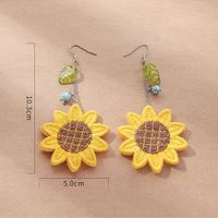 Women's Fashion Pastoral Sunflower Cloth Resin Resin Earrings Drop Earrings main image 2
