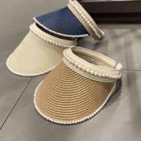 Women's Simple Style Pearl Straw Hat Sun Hat Straw Hat main image 6