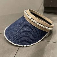 Women's Simple Style Pearl Straw Hat Sun Hat Straw Hat sku image 4
