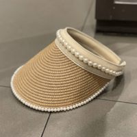 Women's Simple Style Pearl Straw Hat Sun Hat Straw Hat main image 3