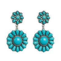 Retro Ethnic Alloy Turquoise Solid Color Blue White Earrings main image 6