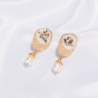 Wholesale Jewelry 1 Pair Retro Round Alloy Pearl Earrings main image 5
