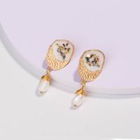 Wholesale Jewelry 1 Pair Retro Round Alloy Pearl Earrings sku image 1