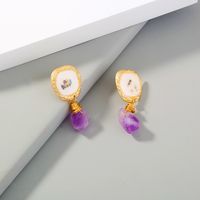 Wholesale Jewelry 1 Pair Original Design Round Alloy Natural Stone Earrings main image 7