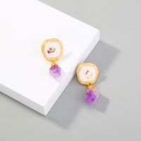 Wholesale Jewelry 1 Pair Original Design Round Alloy Natural Stone Earrings main image 2