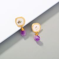 Wholesale Jewelry 1 Pair Original Design Round Alloy Natural Stone Earrings main image 4