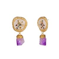 Wholesale Jewelry 1 Pair Original Design Round Alloy Natural Stone Earrings main image 6