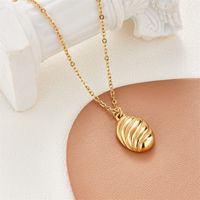 New Style Oval Horn Bread Pendant Necklace Stainless Steel Sweater Chain main image 5