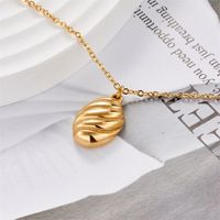 New Style Oval Horn Bread Pendant Necklace Stainless Steel Sweater Chain main image 2