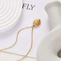 New Style Oval Horn Bread Pendant Necklace Stainless Steel Sweater Chain main image 3