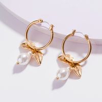 Wholesale Jewelry 1 Pair Elegant Leaves Alloy Artificial Pearls Earrings main image 2