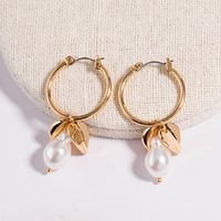 Wholesale Jewelry 1 Pair Elegant Leaves Alloy Artificial Pearls Earrings main image 3
