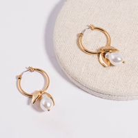 Wholesale Jewelry 1 Pair Elegant Leaves Alloy Artificial Pearls Earrings main image 4