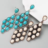 Fashion Alloy Turquoise Solid Color Blue White Geometric Earrings main image 1