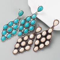 Fashion Alloy Turquoise Solid Color Blue White Geometric Earrings main image 7