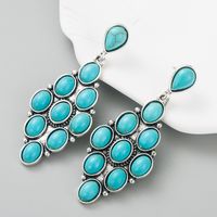 Fashion Alloy Turquoise Solid Color Blue White Geometric Earrings main image 4