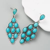 Fashion Alloy Turquoise Solid Color Blue White Geometric Earrings main image 5