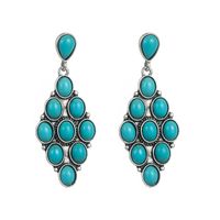 Fashion Alloy Turquoise Solid Color Blue White Geometric Earrings main image 6