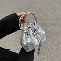 2022 New Fashion Rhinestone-encrusted Chain Portable Small Bucket Bag main image 4