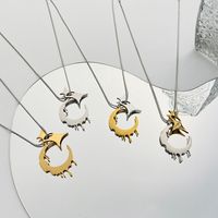 Fashion Stainless Steel Irregular Moon Necklace Daily Unset main image 4