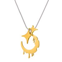 Fashion Stainless Steel Irregular Moon Necklace Daily Unset sku image 2