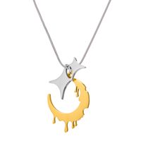 Fashion Stainless Steel Irregular Moon Necklace Daily Unset sku image 3