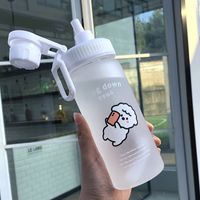 Simple Korean New Cute Straw Glass Cup With Lid With Scale Movement Large Capacity Water Cup sku image 6
