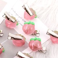 10-piece Set Pink Knitted Barrettes Sweet Peach Shaped Hair Clip Hair Accessories main image 2