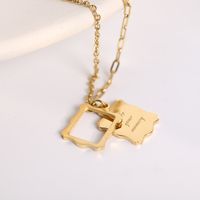 Fashion Double-layer Letter Pendant Gold Plating 18k Titanium Steel Necklace main image 1