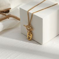 Simple Golden Silvery Pendant Pig’s Nose Shape  Stainless Steel Necklace sku image 1