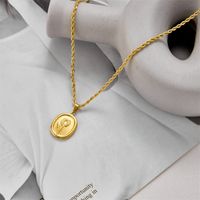 New Retro Style Sunflower Titanium Steel Gold Plated Sweater Chain Necklace main image 1