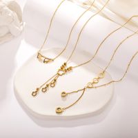 Fashion Solid Color Pendant Moon Letters Four-leaf Clover Inlaid Zircon Titanium Necklace main image 3