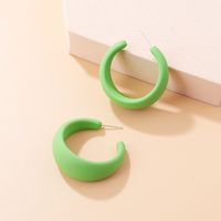 Fashion Retro Solid Color Acrylic Rubber Geometric C- Shaped Hoop Earrings sku image 2