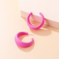 Fashion Retro Solid Color Acrylic Rubber Geometric C- Shaped Hoop Earrings sku image 4