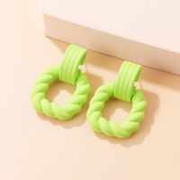 New Fashion Geometric Candy Color Acrylic Rubber Effect Paint Square Twist Earrings main image 6