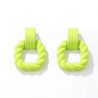 New Fashion Geometric Candy Color Acrylic Rubber Effect Paint Square Twist Earrings main image 8