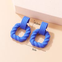 New Fashion Geometric Candy Color Acrylic Rubber Effect Paint Square Twist Earrings main image 9