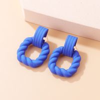 New Fashion Geometric Candy Color Acrylic Rubber Effect Paint Square Twist Earrings sku image 5