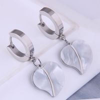 Fashion Simple Silvery Golden Pendant Heart Shape Titanium Steel Hoop Earrings main image 2