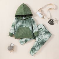 Sunken Stripe Camouflage Suit Baby Boy Toddler Hooded Pullover Two-piece Set sku image 2