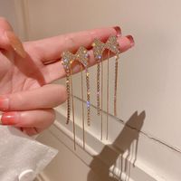 Women's Fashion Bow Knot Brass Earrings Plating Inlay Rhinestone Drop Earrings sku image 1