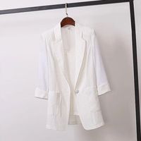 Fashion Solid Color Pocket Cotton Blend Blazer main image 4