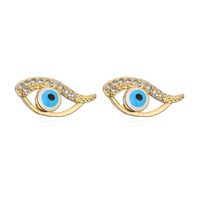 Fashion Epoxy Eye Inlaid Zircon Copper Earrings sku image 1