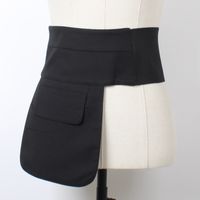 Pocket Female Suit Cloth Elastic Waist Decoration Black Belt sku image 1