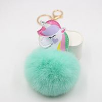 Lindo Estilo Colorido Unicornio Bola De Piel Colgante Bolsa De Color Mágico Colgante Llavero main image 3